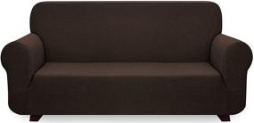 img 4 attached to 🛋️ High Stretch XLarge Sofa Slipcover, iCOVER One Piece - Machine Washable Spandex Jacquard Fabric, Easy Install with Bottom Elastic, Non-Slip Furniture Protector, Chocolate