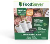 🥫 foodsaver bpa-free multilayer 8&#34; x 20&#39; vacuum seal roll for food preservation &amp; sous vide, 3-pack логотип