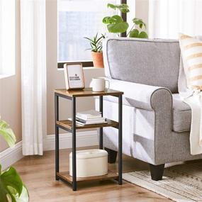 img 2 attached to 🏬 Tall Storage Side Table with Shelves - 3-Tier Slim Table for Living Room, Study, Bedroom - Industrial Rustic Brown and Black - VASAGLE ULET273B01