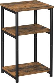 img 3 attached to 🏬 Tall Storage Side Table with Shelves - 3-Tier Slim Table for Living Room, Study, Bedroom - Industrial Rustic Brown and Black - VASAGLE ULET273B01