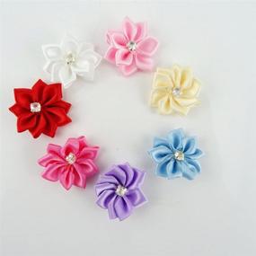 img 2 attached to Delicate Yueton Pack of 50 DIY Satin Ribbon Flowers with Rhinestone Craft: Versatile Wedding Ornament Appliques (Assorted Colors - 50pcs)