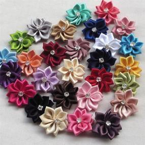 img 3 attached to Delicate Yueton Pack of 50 DIY Satin Ribbon Flowers with Rhinestone Craft: Versatile Wedding Ornament Appliques (Assorted Colors - 50pcs)