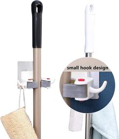 img 2 attached to 🧹 Broom Mop Holder Wall Mount - 4 Packs, Self-Adhesive & Anti-Slip - Organize Brooms, Mops, and Dustpans Easily - Ideal for Home, Kitchen, Garden, Garage Storage