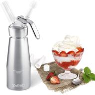 🍦 zoemo professional whipped cream dispenser 250ml - cream whipper with durable aluminum body & head - half pint whipper produces 2-3 pints of fresh whipped cream (n2o cartridges not included) logo