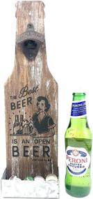 img 3 attached to 🍺 Vintage Barn Wall Mounted Bottle Opener with Catcher - Real Pine Wood Beer Opener and Cap Catcher for Man Cave Decor/Bar Accessory Gifts