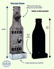 img 1 attached to 🍺 Vintage Barn Wall Mounted Bottle Opener with Catcher - Real Pine Wood Beer Opener and Cap Catcher for Man Cave Decor/Bar Accessory Gifts