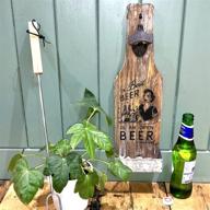 🍺 vintage barn wall mounted bottle opener with catcher - real pine wood beer opener and cap catcher for man cave decor/bar accessory gifts логотип