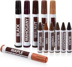 img 4 attached to 🔧 Ram-Pro 12Pc Furniture Markers Touch Up Repair System: Scratch Restore Kit with 6 Felt Tip Wood Markers and 6 Wax Stick Crayons in Maple, Oak, Cherry, Walnut, Mahogany, and Black