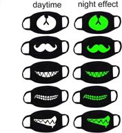 ⚡️ luomi cool luminous mouth mask 5 pack: unisex cotton black face mouth mask-glow - stay stylish and safe with illuminated protection! logo