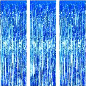 img 4 attached to 🎉 JVIGUE Blue Foil Curtains - 3 Pack Metallic Foil Fringe Curtain for Birthday Party, Photo Backdrop, Wedding Event Decor