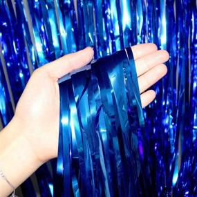 img 3 attached to 🎉 JVIGUE Blue Foil Curtains - 3 Pack Metallic Foil Fringe Curtain for Birthday Party, Photo Backdrop, Wedding Event Decor