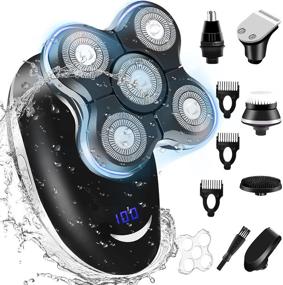 img 4 attached to 🪒 High Performance XXDEAL 6 in 1 Head Shavers for Bald Men - Rechargeable, 2-Speed Rotary Electric Razors for Grooming - Wet & Dry, 100% Waterproof Cordless Mens Kit