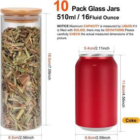 img 3 attached to 🍲 Premium Glass Food Storage Containers with Airtight Bamboo Lid - 10pcs, 16oz (510ml) Pantry Organization Jars