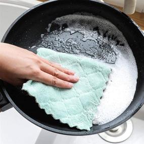 img 2 attached to DESIOLE Kitchen Coral Velvet Dish Towel - Double-Sided Thick & Absorbent Cleaning Cloth for Household, Oil Absorbent Towel