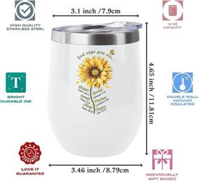 img 3 attached to 🌻 Kubbut Christian Gifts for Women - Inspirational God Sayings, Thank You Gifts for Birthday, Bible Study Friends, Coworker - 12oz Sunflower Wine Tumbler, Stainless Steel Insulated Coffee Mug Cup