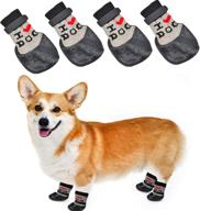 🐾 premium 4 pack adjustable dog socks: anti-slip, paw grips, non-skid, and resistant shoes for dogs and cats - ideal pet traction control on indoor and outdoor floors – replaceable booties логотип