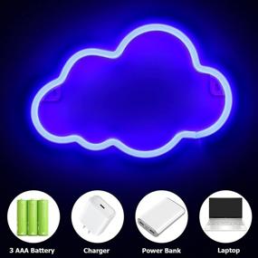 img 1 attached to 💡 QIANTAO Cloud Neon Signs: Vibrant LED Night Lights for Wedding Party and Kids' Bedroom Decor - Blue Cloud Design (USB/Battery Powered)