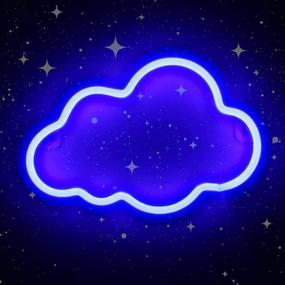 img 4 attached to 💡 QIANTAO Cloud Neon Signs: Vibrant LED Night Lights for Wedding Party and Kids' Bedroom Decor - Blue Cloud Design (USB/Battery Powered)