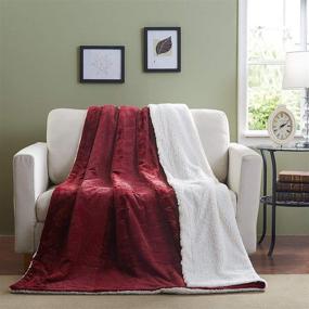 img 3 attached to Tache Merlot Red Bed Blanket - Luxuriously Embossed Super Soft Sherpa Fleece Throw - Cozy 50 x 60 Inch Warm Blanket