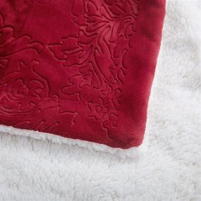 img 2 attached to Tache Merlot Red Bed Blanket - Luxuriously Embossed Super Soft Sherpa Fleece Throw - Cozy 50 x 60 Inch Warm Blanket