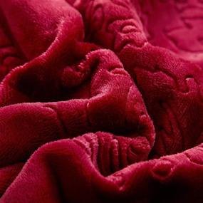 img 1 attached to Tache Merlot Red Bed Blanket - Luxuriously Embossed Super Soft Sherpa Fleece Throw - Cozy 50 x 60 Inch Warm Blanket