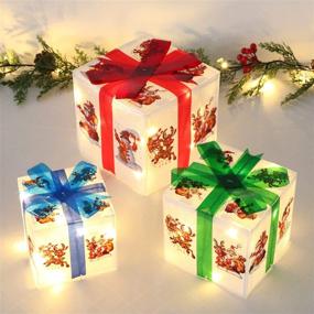 img 2 attached to 🎁 Kurala Christmas Lighted Gift Boxes 3 Pack with 60 LED Lights Timer, Battery Operated - Festive Christmas Decorations