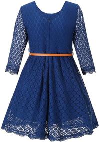 img 3 attached to Navy LS Flower Dresses - Perfect 👗 for Wedding & Christmas Events in Girls' Clothing