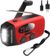 🔋 essential 1200mah emergency weather radio: hand crank/solar powered, fm/am noaa, led flashlight, cell phone charger - red logo