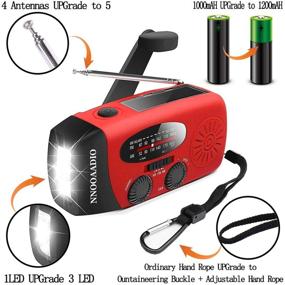 img 3 attached to 🔋 Essential 1200mAh Emergency Weather Radio: Hand Crank/Solar Powered, FM/AM NOAA, LED Flashlight, Cell Phone Charger - Red