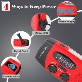 img 1 attached to 🔋 Essential 1200mAh Emergency Weather Radio: Hand Crank/Solar Powered, FM/AM NOAA, LED Flashlight, Cell Phone Charger - Red