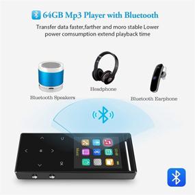 img 3 attached to 🎶 Лучший MP3-плеер с Bluetooth 5.2, Hi-Fi без потерь звука, FM-радио, голосовым рекордером, подсумком и наушниками, 64 ГБ