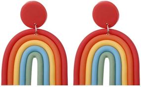 img 1 attached to 💃 Multi-Color Geometric Clay Earrings: Stylish Summer Accessory for Girls