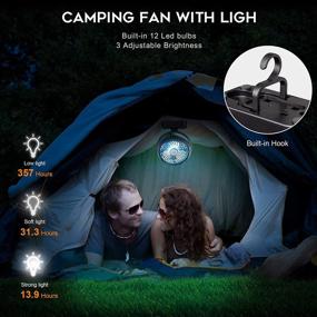 img 1 attached to Portable Camping Fan with Light - Battery Operated Tent Fan, 5000mAh Stroller Fans Oscillating Rechargeable: A Comprehensive Search