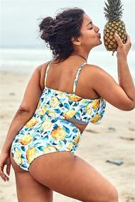 img 1 attached to 🍋 Lively and Playful: CUPSHE Women's Plus Size Lemon Leaf Bikini Set with Ruffles