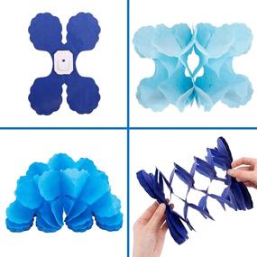 img 2 attached to 🎉 Party Decoration: RUBFAC 6pcs Blue and White Streamers Tissue Paper Hanging Flower Garland with Four-Leaf Clover Design