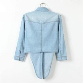 img 1 attached to Cotton Knotted Denim Jacket Sleeve Women's Clothing for Coats, Jackets & Vests