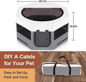 img 1 attached to 🐾 Meow&amp;Woof Cat Playpen: Sturdy Wood Frame, Ideal for Small Animals, Cats & Dogs – Indoor Cage for Kittens and Puppies, Long-lasting Use