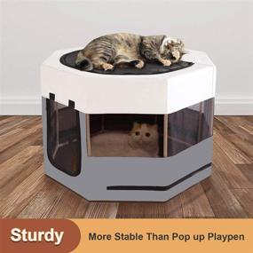 img 3 attached to 🐾 Meow&amp;Woof Cat Playpen: Sturdy Wood Frame, Ideal for Small Animals, Cats & Dogs – Indoor Cage for Kittens and Puppies, Long-lasting Use