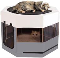 🐾 meow&amp;woof cat playpen: sturdy wood frame, ideal for small animals, cats & dogs – indoor cage for kittens and puppies, long-lasting use logo