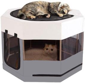 img 4 attached to 🐾 Meow&amp;Woof Cat Playpen: Sturdy Wood Frame, Ideal for Small Animals, Cats & Dogs – Indoor Cage for Kittens and Puppies, Long-lasting Use