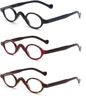 👓 3 pack small oval reading glasses for women - vintage spring hinge eyewear logo