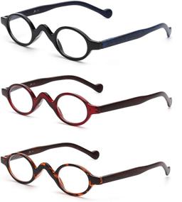 img 4 attached to 👓 3 Pack Small Oval Reading Glasses for Women - Vintage Spring Hinge Eyewear