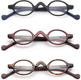 img 2 attached to 👓 3 Pack Small Oval Reading Glasses for Women - Vintage Spring Hinge Eyewear