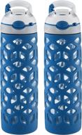 contigo autospout ashland glass water bottle - silicone sleeve, spout shield, bpa free - 20oz, monaco (2 pack) logo