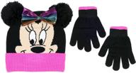 🧢 seo-optimized disney minnie mouse winter hat and mitten set for toddler girls, ages 2-4 logo