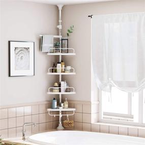 img 2 attached to SONGMICS Rust-Proof Corner Shower Caddy with Adjustable Shelves and Stainless Steel Pole - Convenient Bathroom Storage Solution with 4 Trays, 3 Hooks, and Towel Bar (37.4-118.1 Inches) - UBCB02SW