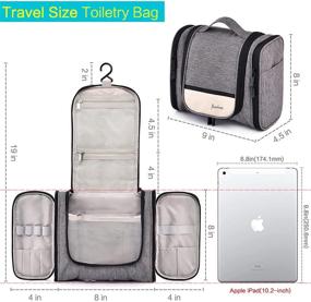 img 1 attached to Compact Gray Hanging Toiletry Bag for Travel - Small Travel Cosmetic Bag for Women and Men's Shaving - Dopp Kit