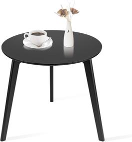 img 4 attached to Black Bamboo Round Coffee End Table with Detachable Tray - Modern Side Table for Living Room, Bedroom, Office, Balcony - Easy Assembly - 23.6 x 21.8 Inches