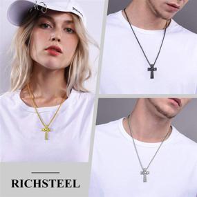 img 3 attached to 📿 Richsteel Stainless Steel/Gold Plated Cross/Dog Tag/Pet Paw/Bar/Special Date Calendar Urn Pendant Necklace for Human and Pet Ashes - Unisex Keepsake Cremation Jewelry with Gift Box, Ideal for Men and Women