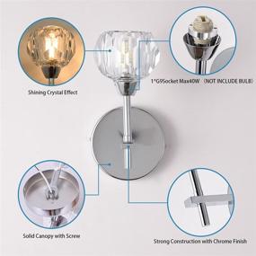 img 1 attached to 💎 Stylish Crystal Wall Sconces 1-Light for Indoor Home Decor: Chrome Vanity Wall Mount Lighting Fixture with G9 Socket (G9 NOT Included)